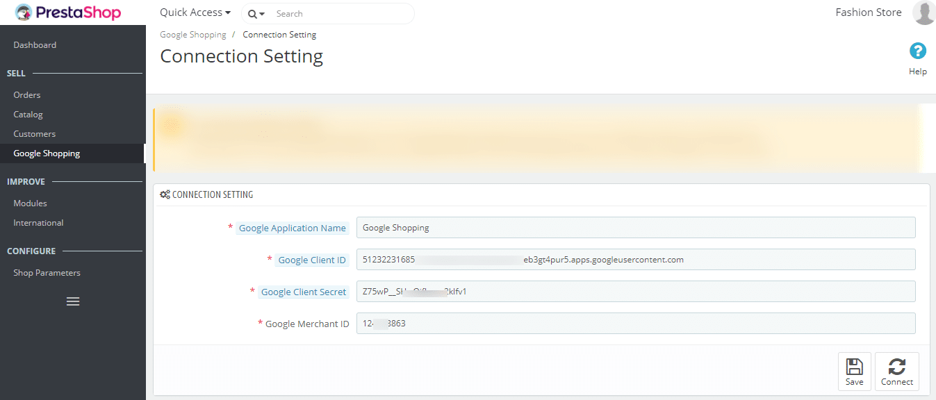 Google 쇼핑과 동기화된 PrestaShop