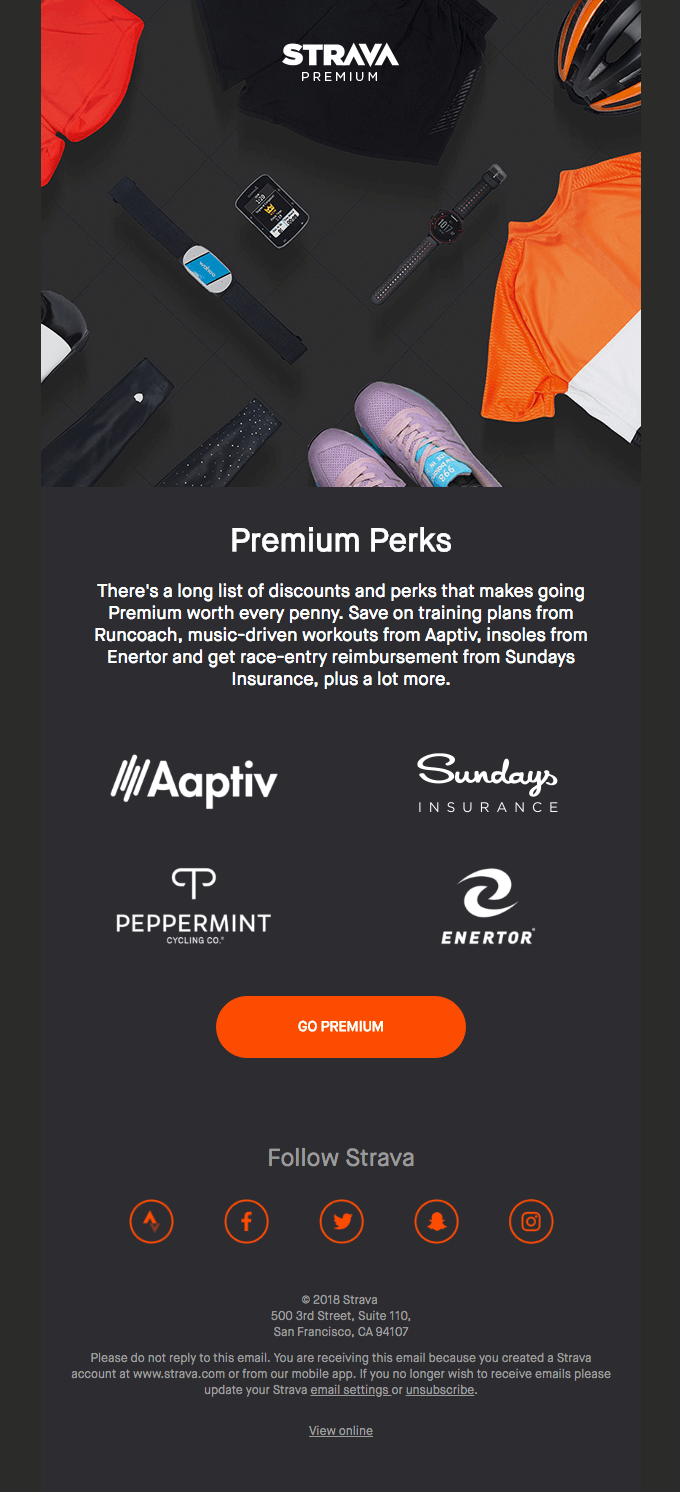 Strava 和他們的追加銷售電子郵件