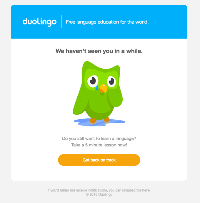 Duolingo 和他們的重新參與電子郵件