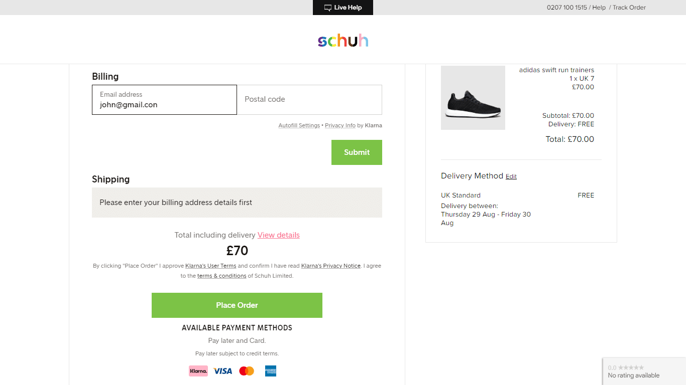 Schuh include etichete plutitoare în câmpurile sale de plată.