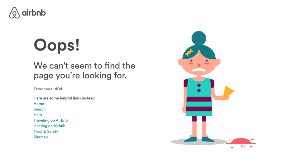 Airbnb ทำให้หน้า 404 ของพวกเขาตรงประเด็น