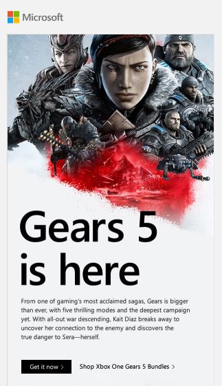 專注於一種產品的 Microsoft 時事通訊傳達了明確的信息