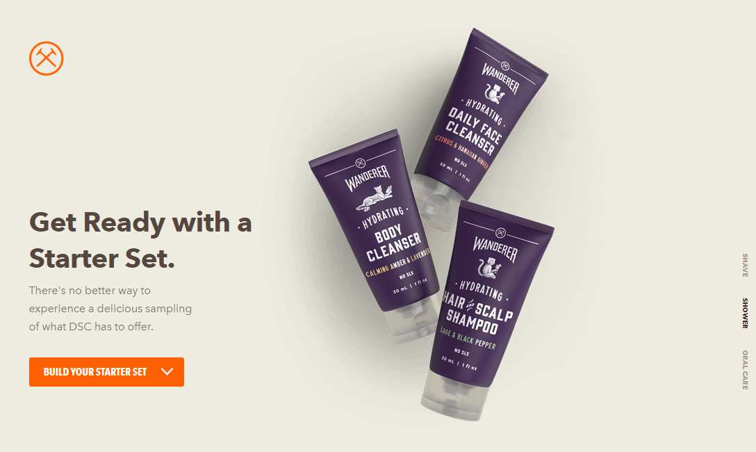 Dollar Shave Club açılış sayfasında minimal tasarım