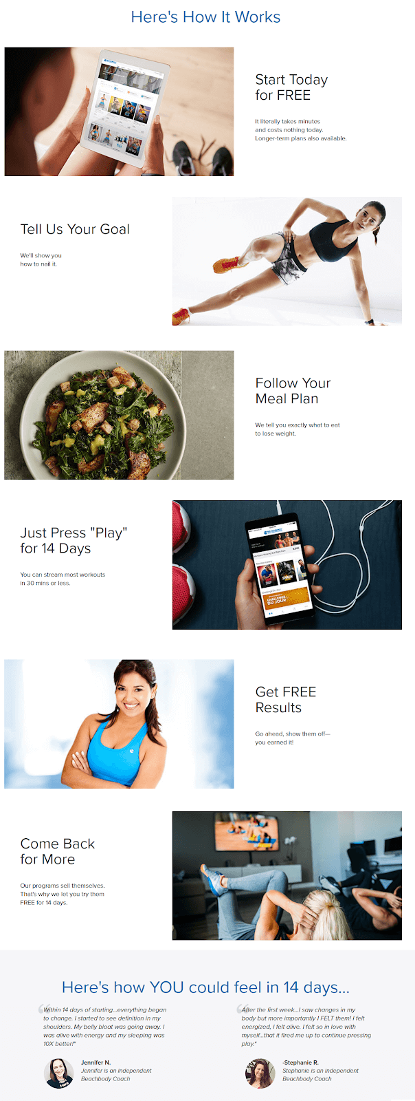 Beachbody on Demand açılış sayfası, ürünün değerini gösterir