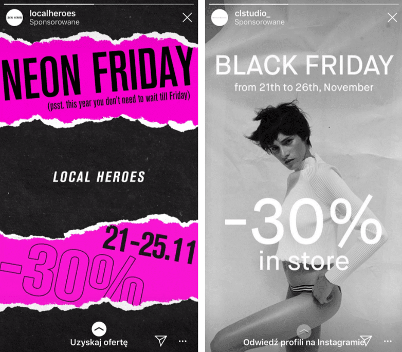 Local Heroes et CL Studio et leurs instastories sur le Black Friday