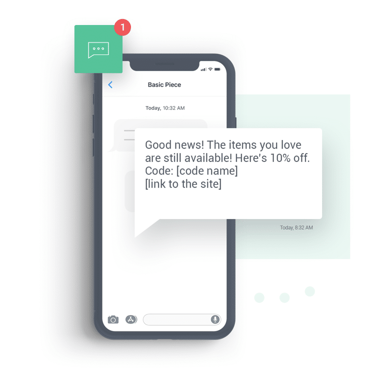 Les graphiques montrent à quoi pourrait ressembler un SMS une fois que le client a abandonné la navigation