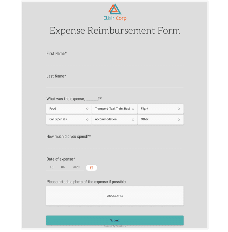 表格示例，其逻辑结构和易于受访者使用