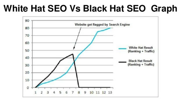 Graphique SEO White Hat vs Black Hat SEO White Hat SEO vs Black Hat SEO Graph