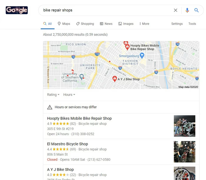 talleres de reparación de bicicletas búsqueda orgánica