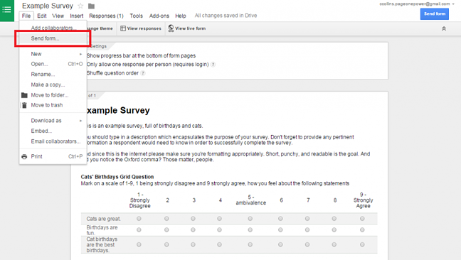 文件 - 发送表格
