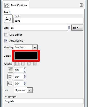 Ajuster la capture d'écran de l'exemple de couleur du texte