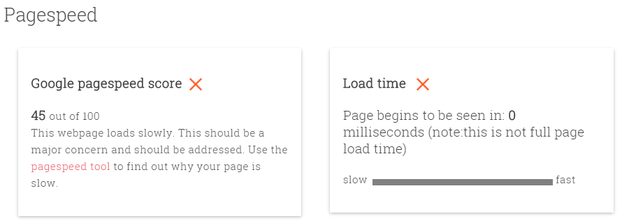Pagespeed screenshot