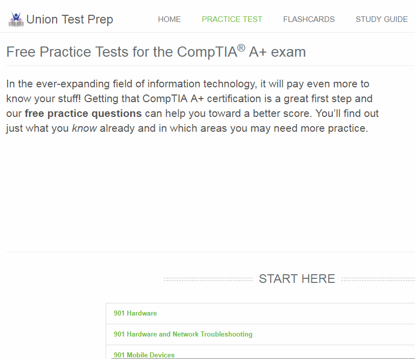 Captura de pantalla de Union Test Prep