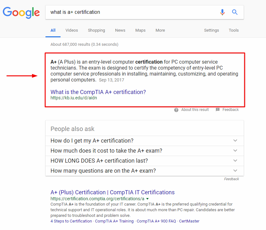 Fragmento de certificación A +