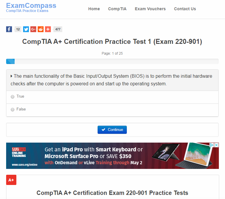Captura de pantalla de ExamCompass