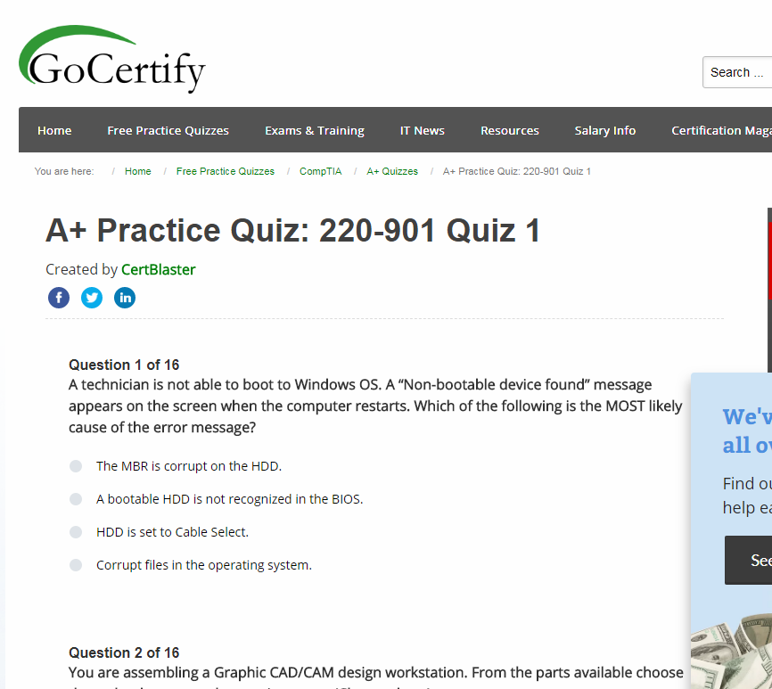 Captura de pantalla de GoCertify