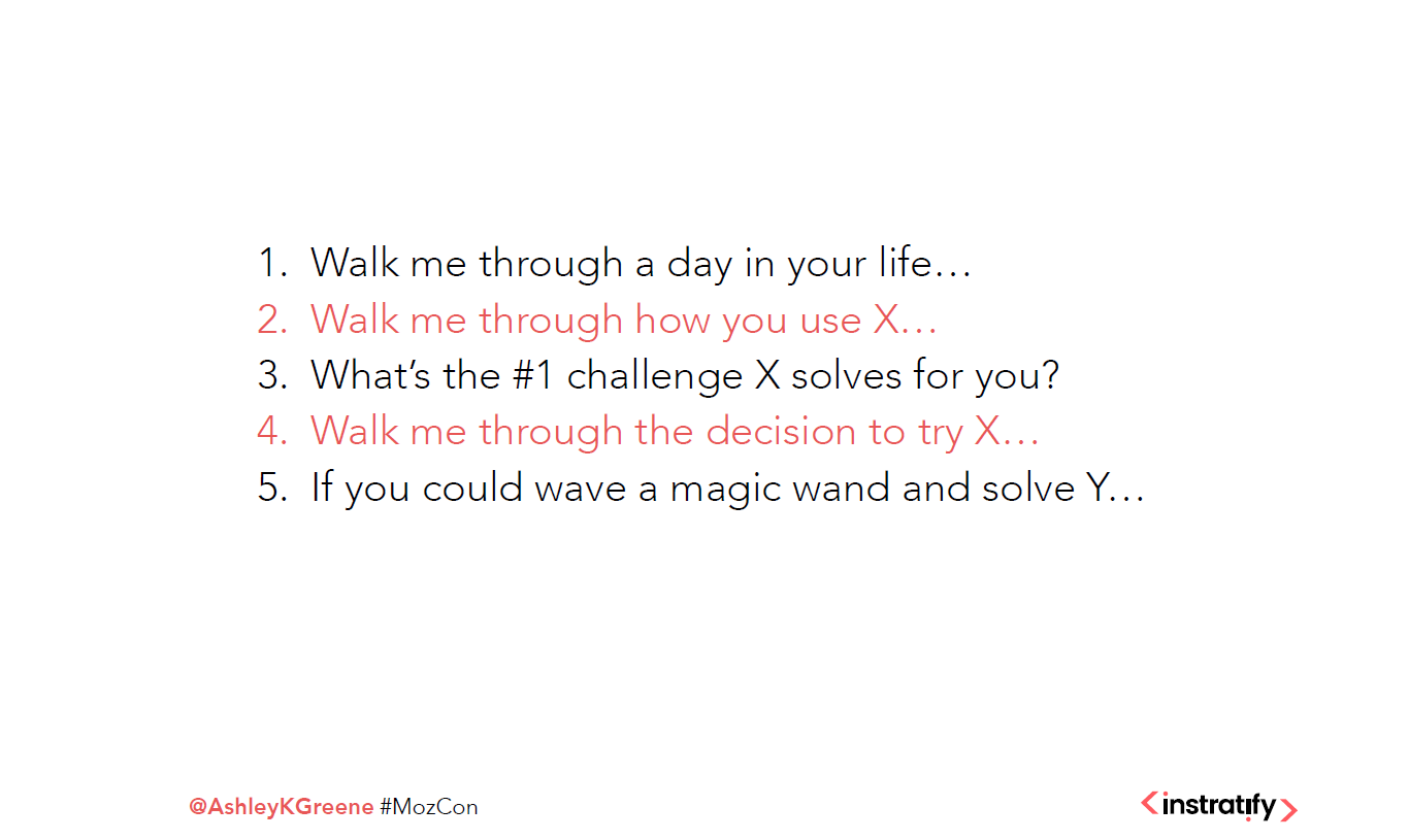 أسئلة لمقابلات العملاء - آشلي جرين ، MozCon 2018