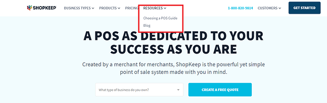 قائمة ShopKeep المنسدلة