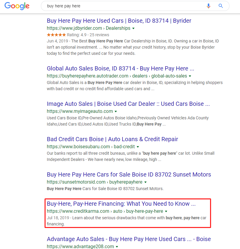 BHPH SERP ثانية