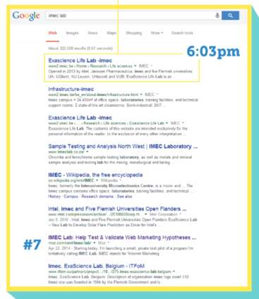 Captură de ecran de căutare Google