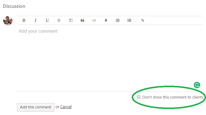 Brise commentaires privés