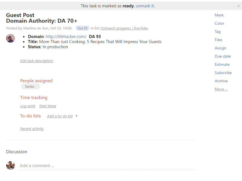 Étude de cas - Détails de la tâche