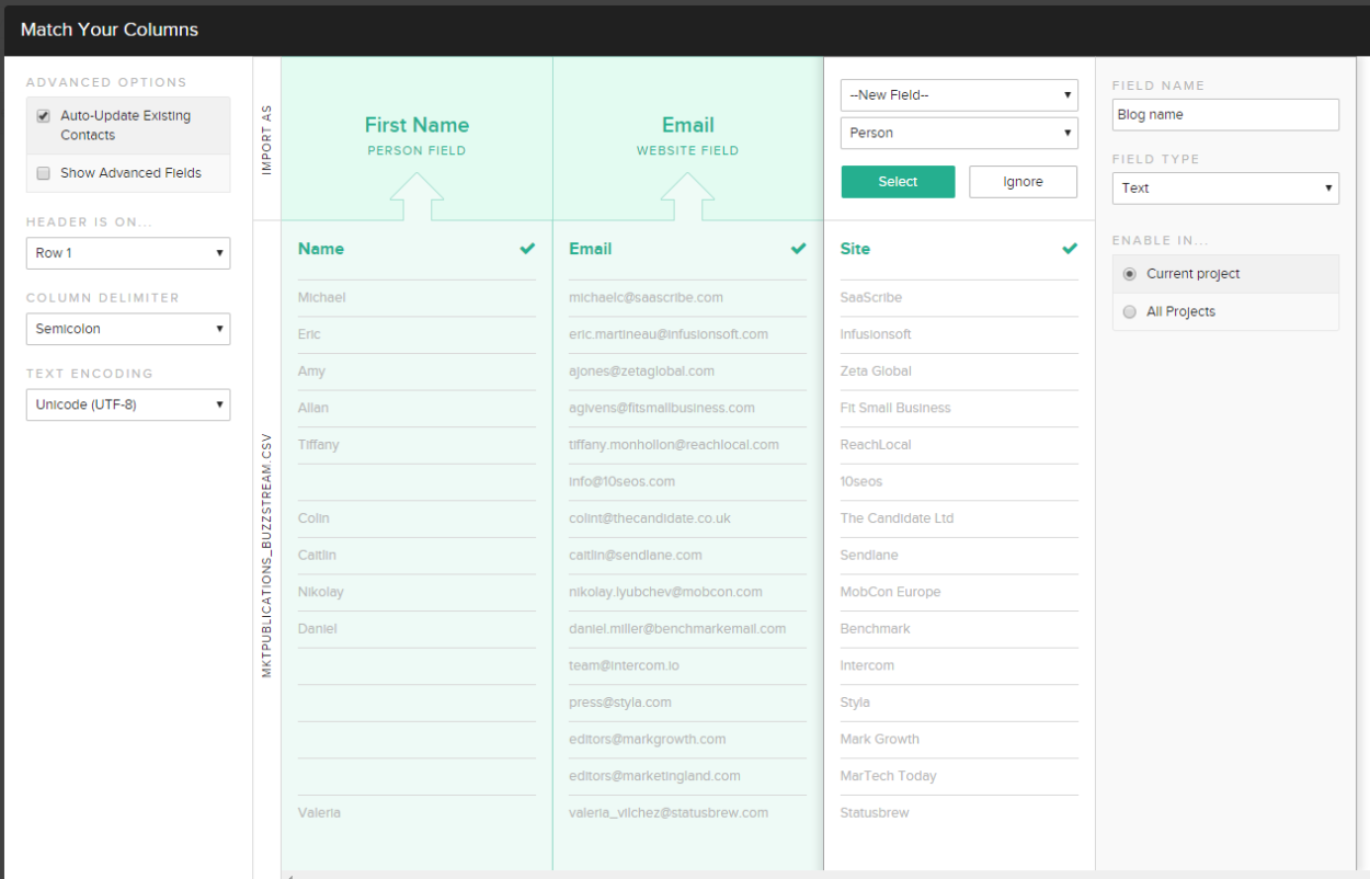 BuzzStream CSV 導入