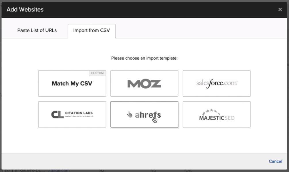 Buzzstream csv 導入選項