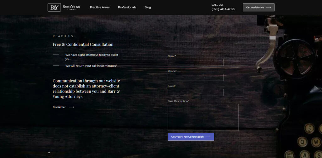 форма обратной связи дизайн сайта юриста