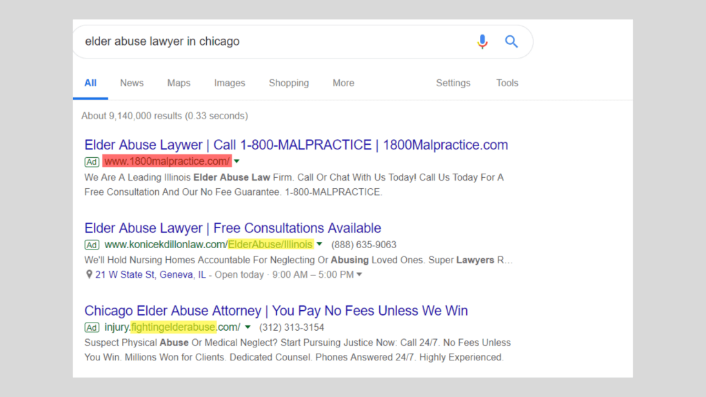 محامي إساءة معاملة كبار السن في شيكاغو - جوجل