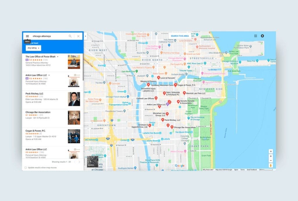 谷歌地圖上的網站