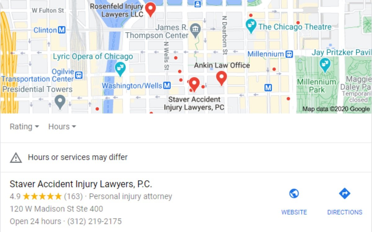 シカゴ人身傷害弁護士ローカル検索結果