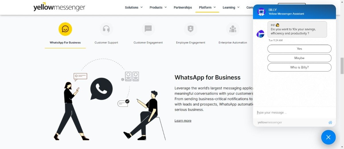 黄色のメッセンジャーチャットボット