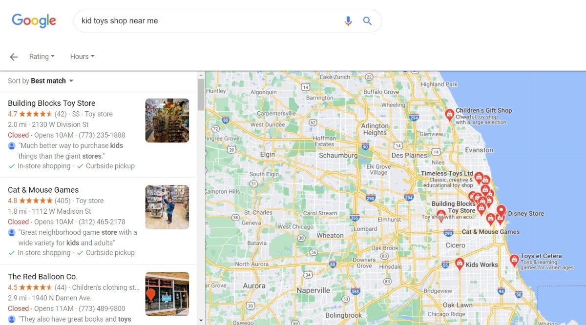 グーグルシカゴローカル検索