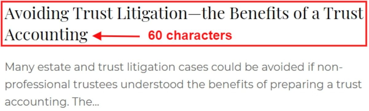 un breve tag del titolo h1 di 60 caratteri