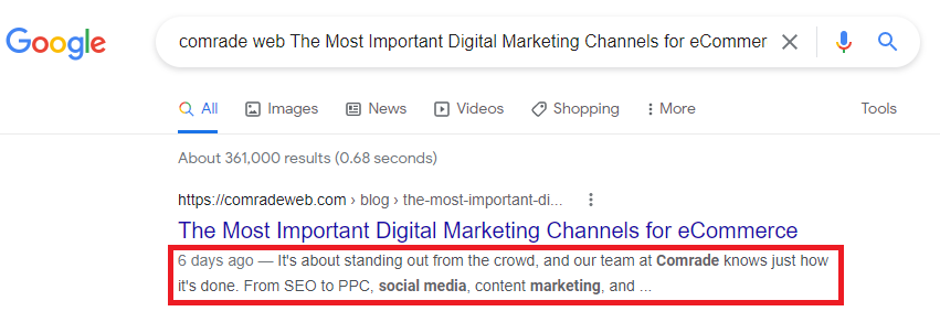 méta de référencement sur la page