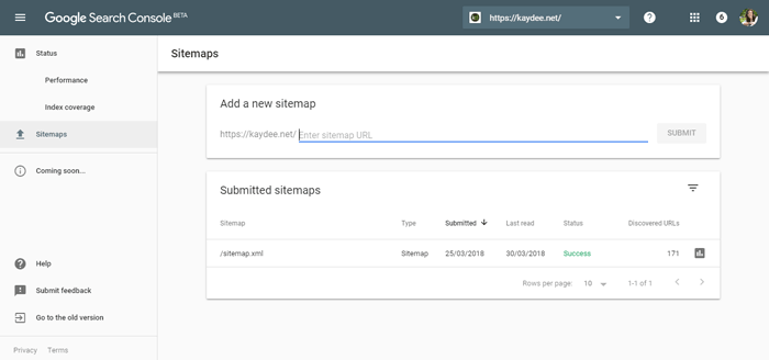 แผนผังเว็บไซต์ของ Google Search Console