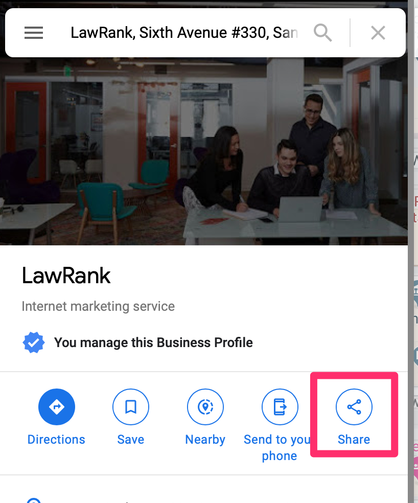 Butonul Google Map Share