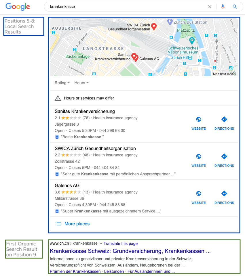 Результаты поиска Google по страхованию здоровья: позиции 5–9