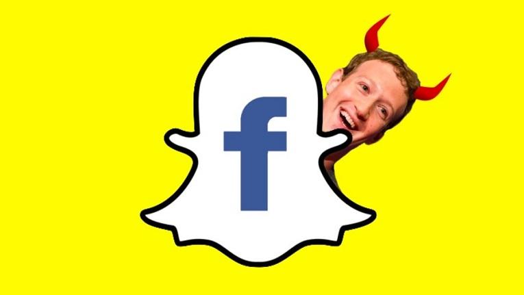 Logo Snapchata z Markiem Zuckerbergiem