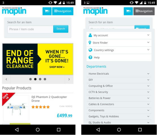 Esempi di design reattivo e adattivo Maplin