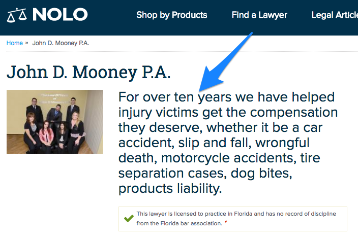 改善 nolo 律師檔案