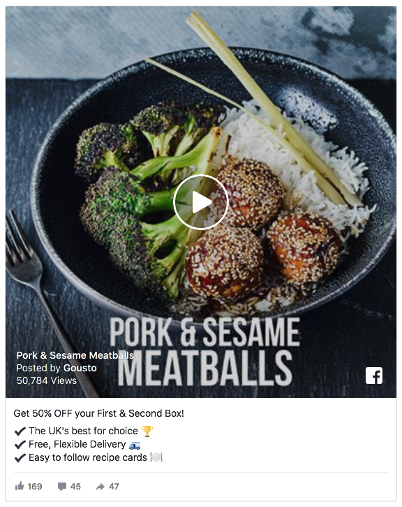 أمثلة على إعلان Gousto