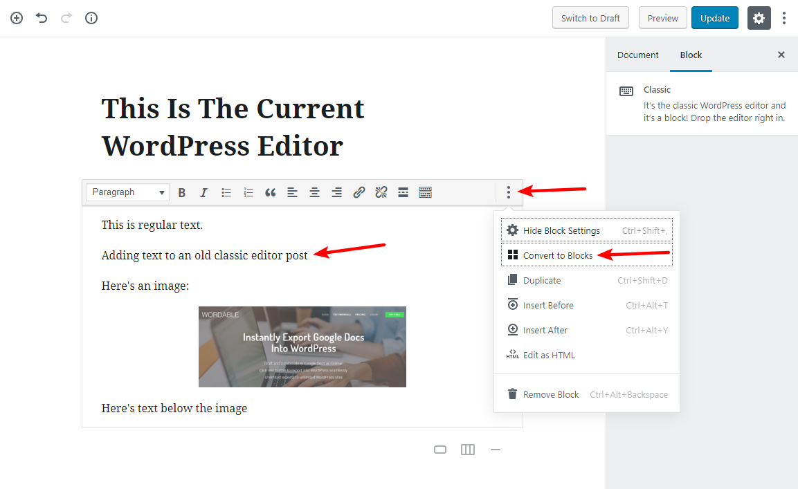 古腾堡编辑器指南 4 向后转换