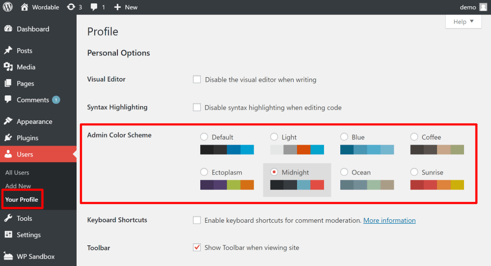 page d'administration wordpress 20