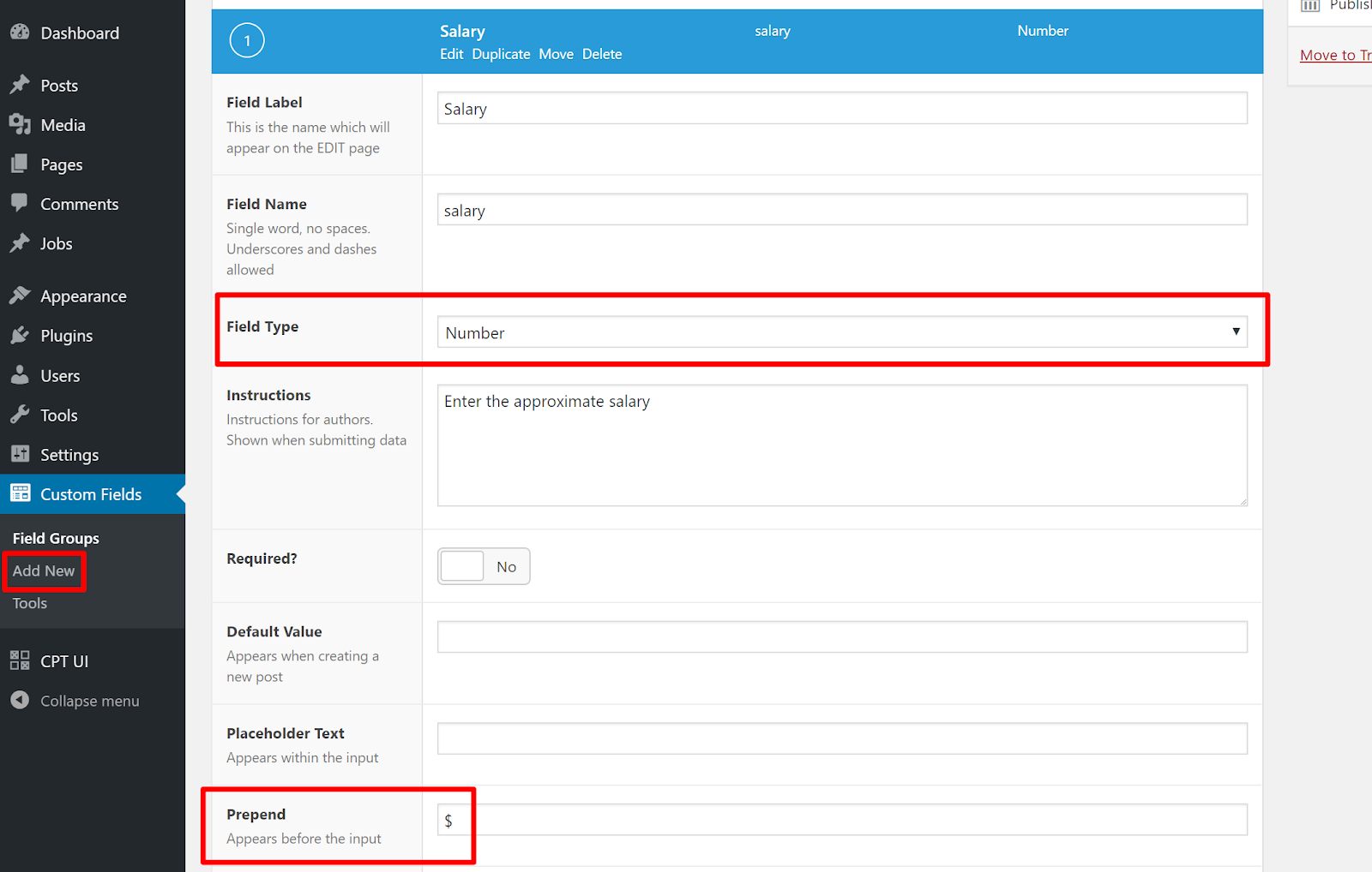 wordpress message personnalisé type 8