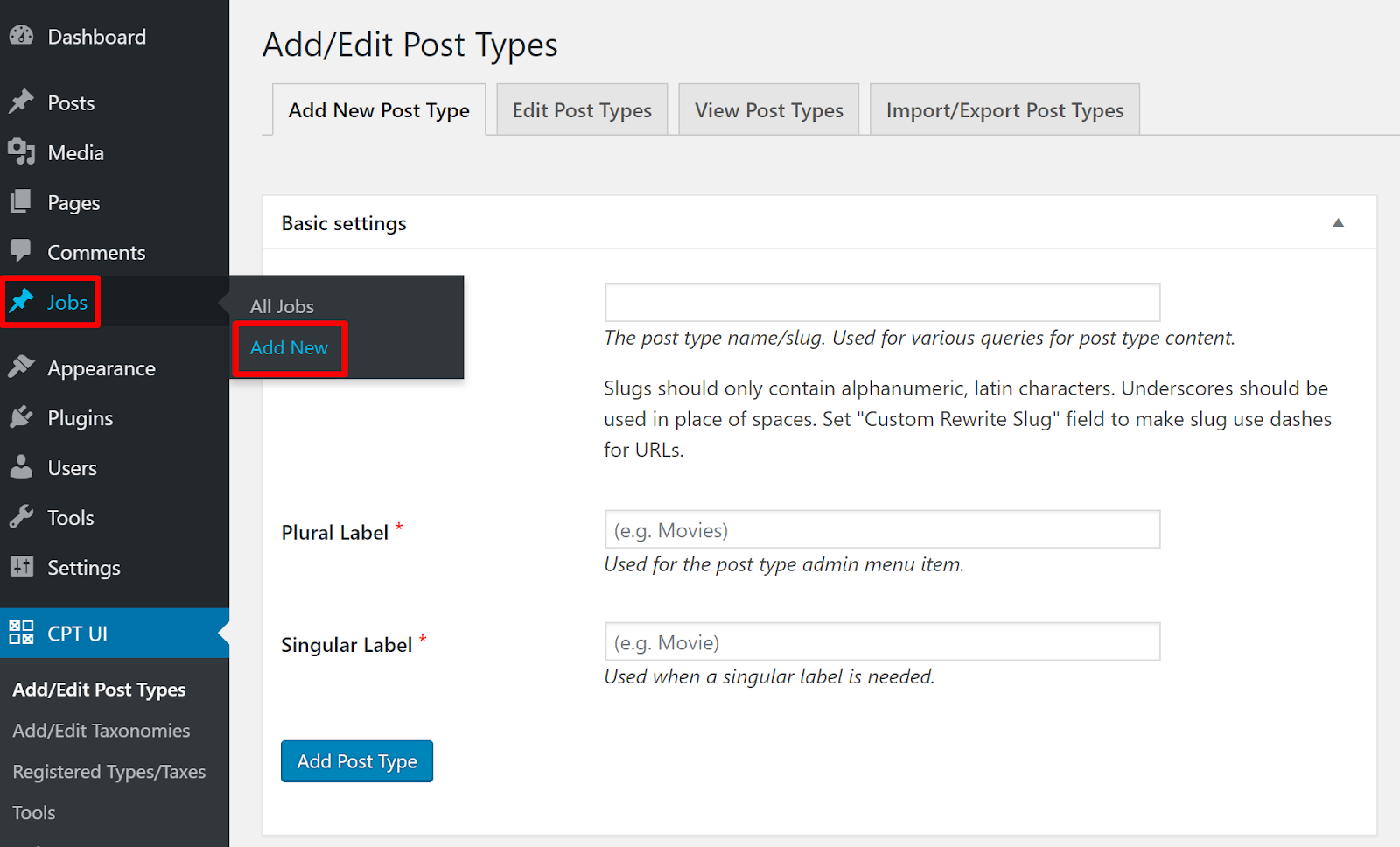 wordpress message personnalisé type 2