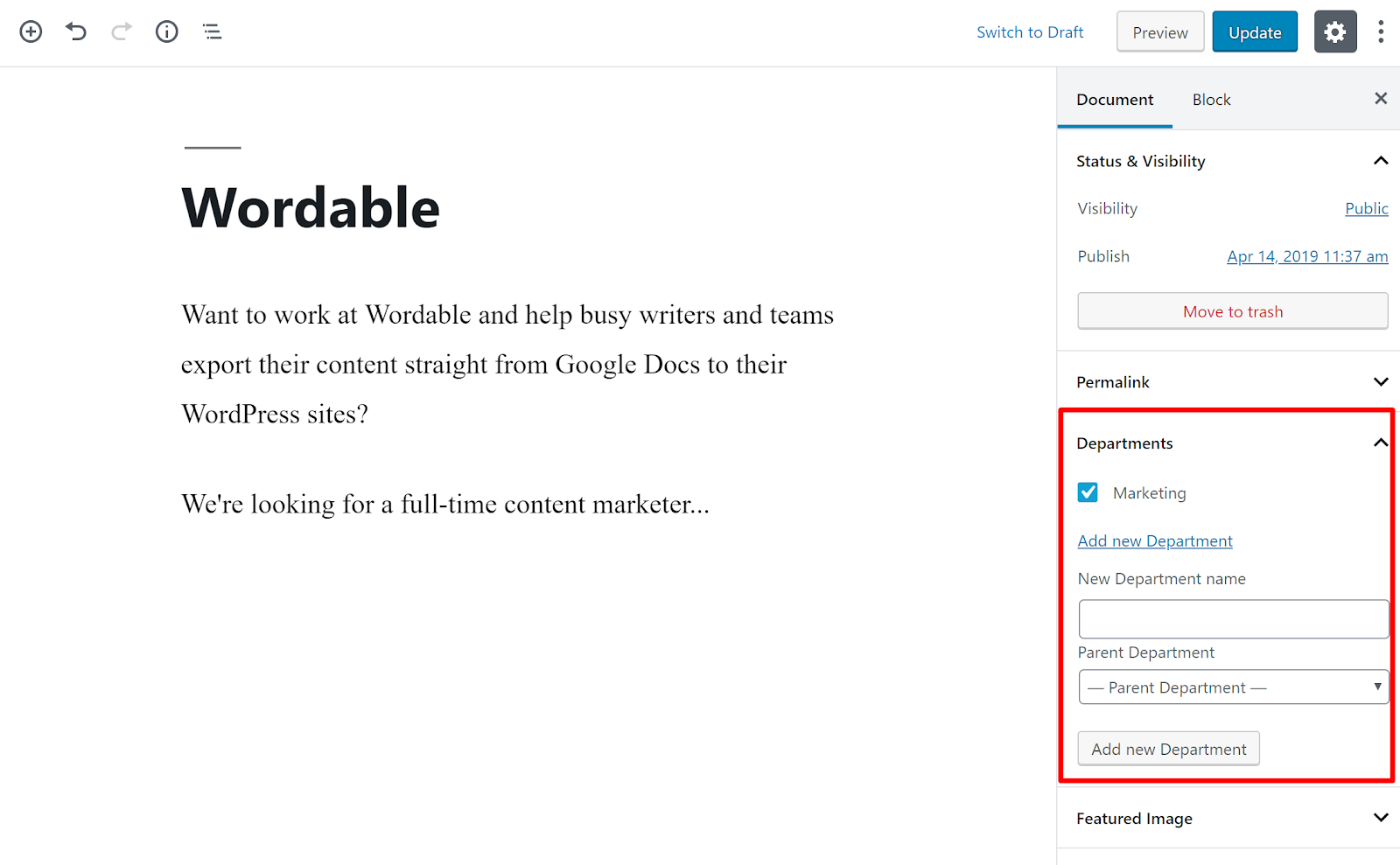 wordpress message personnalisé type 7