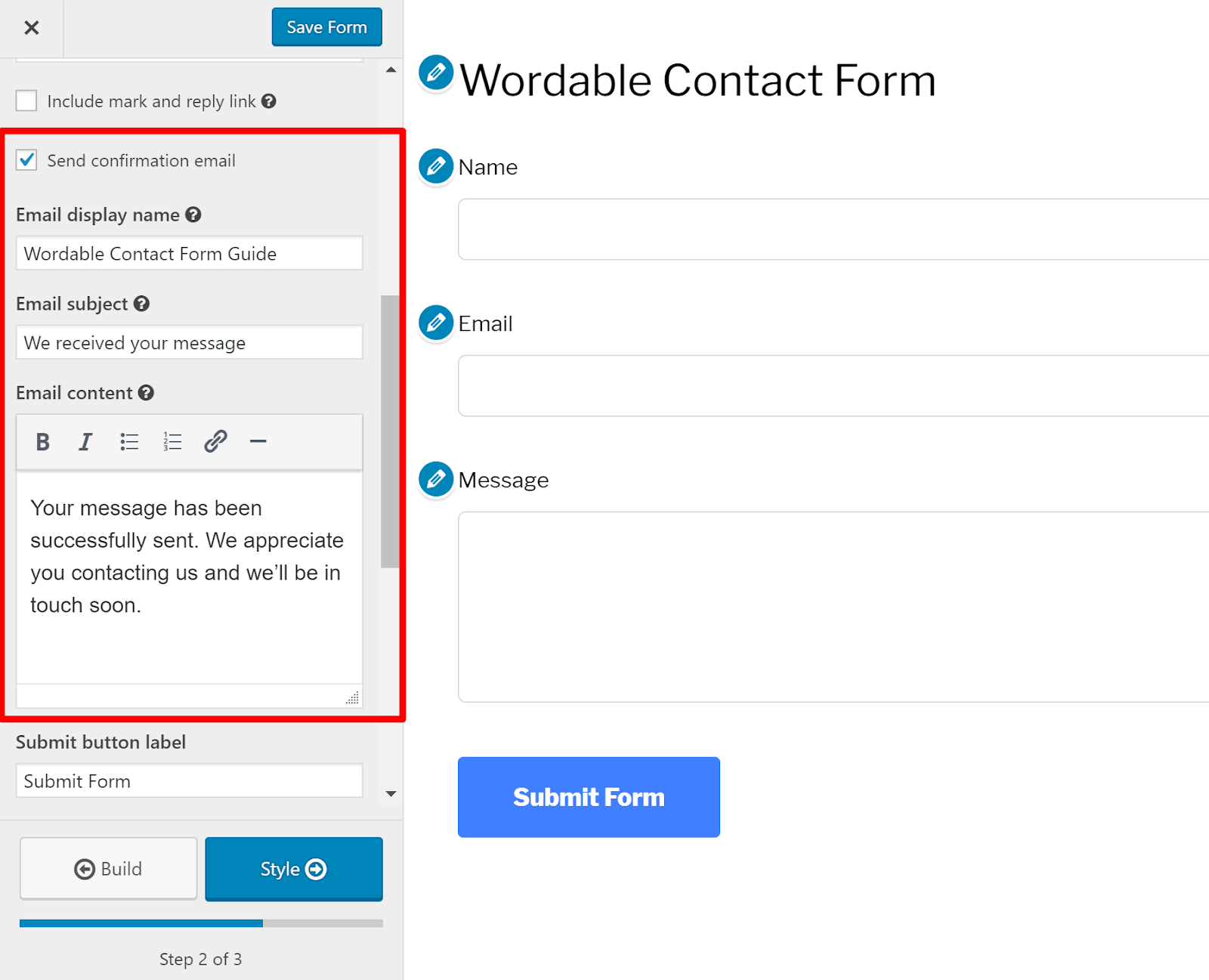 formularz kontaktowy wordpress 7