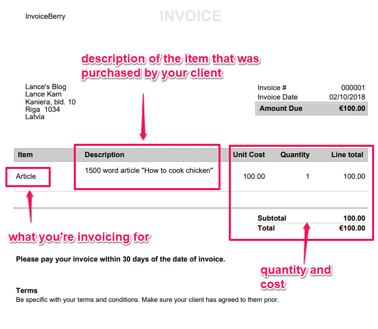 服务发票明细示例